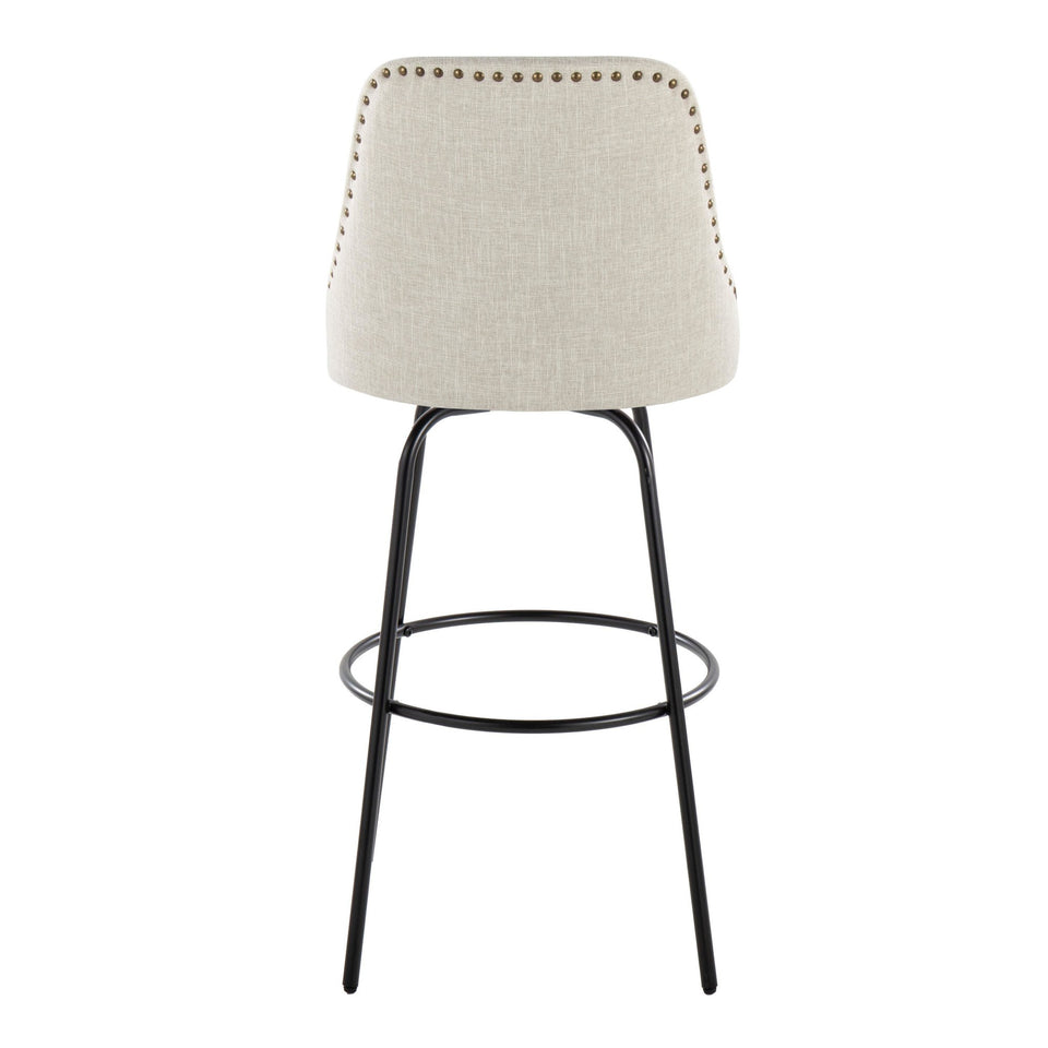 Studded Marcel 30" Fixed-Height Barstool - Set of 2