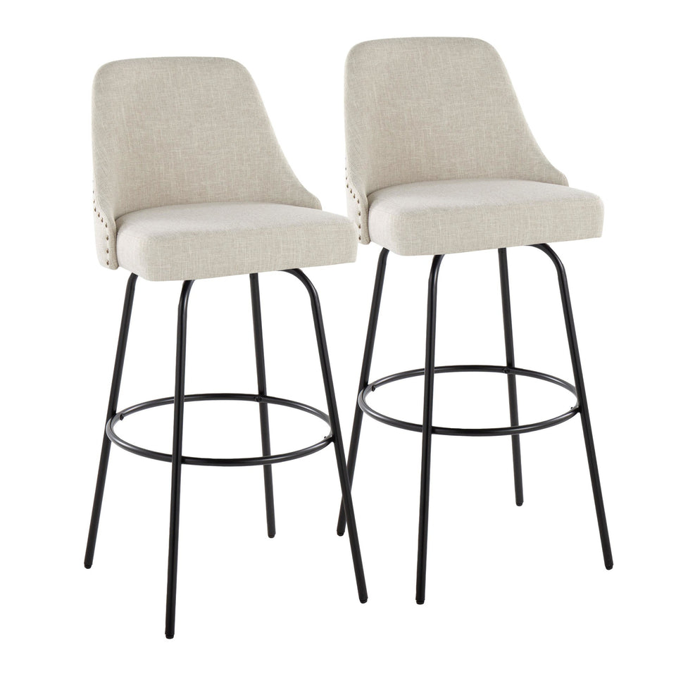 Studded Marcel 30" Fixed-Height Barstool - Set of 2