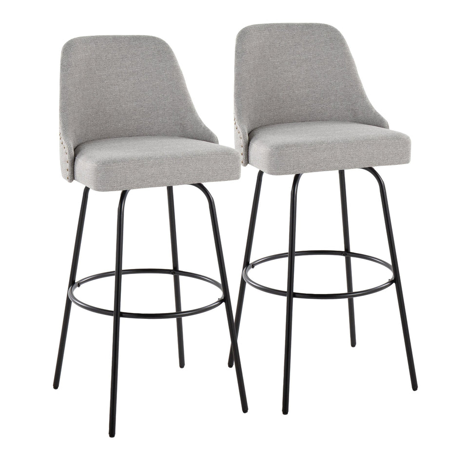 Studded Marcel 30" Fixed-Height Barstool - Set of 2