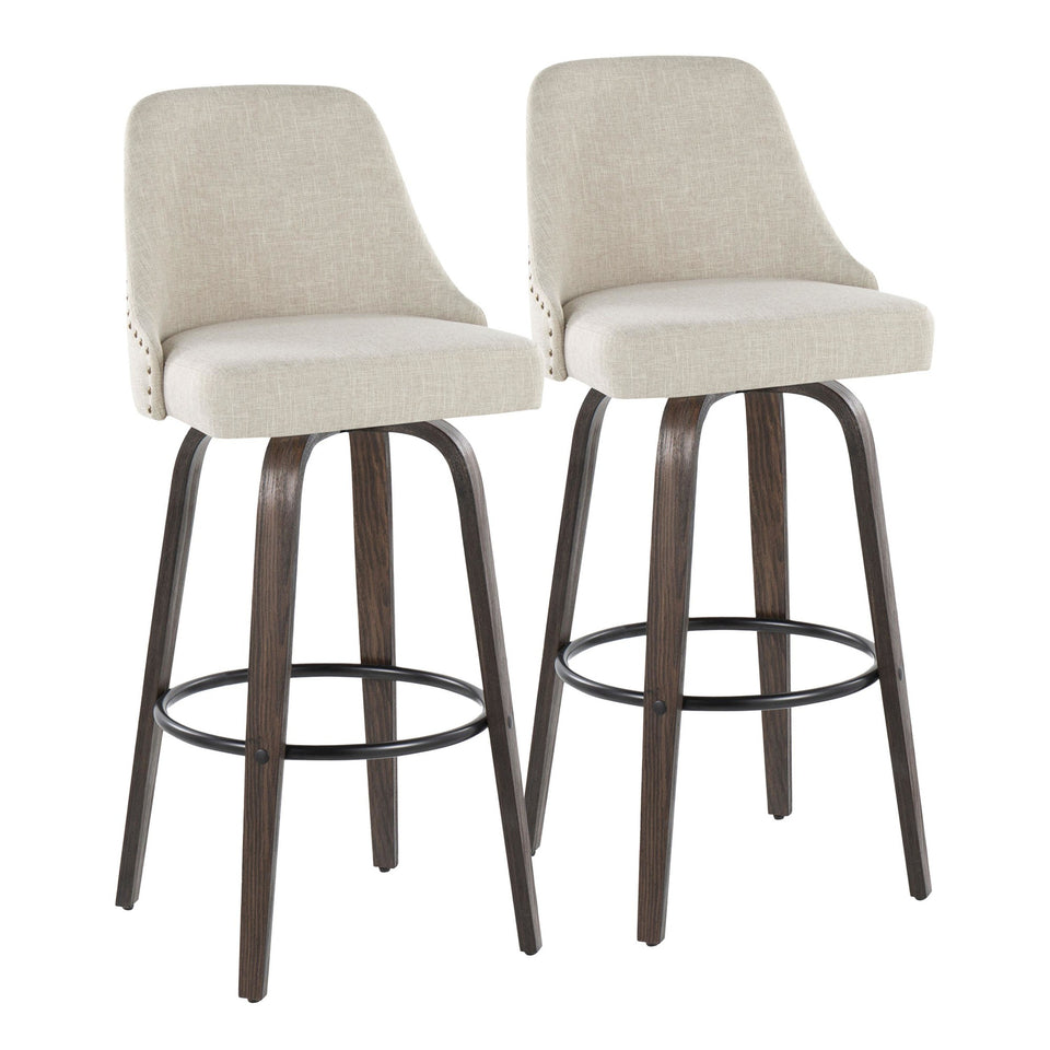 Studded Marcel 30" Fixed-Height Barstool - Set of 2