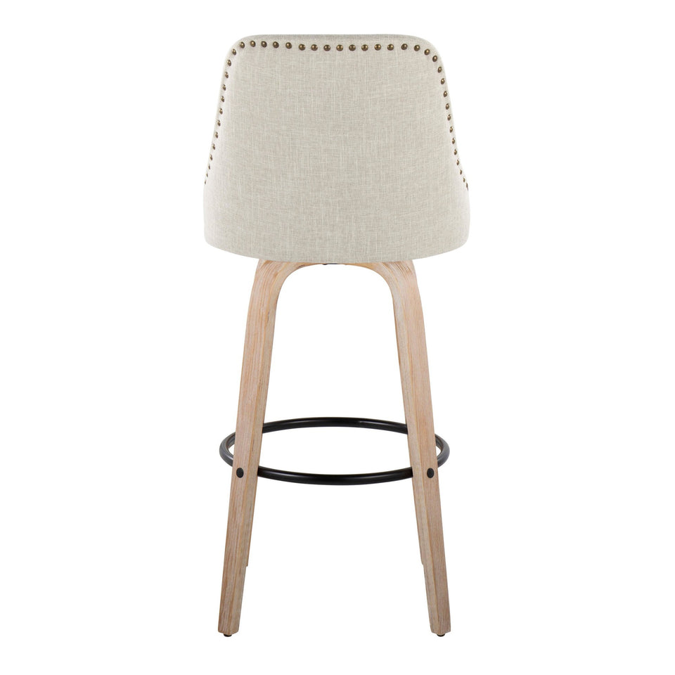 Studded Marcel 30" Fixed-Height Barstool - Set of 2
