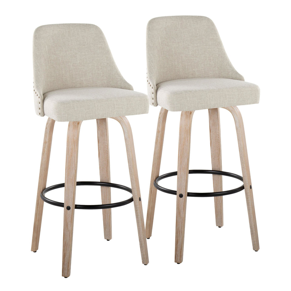 Studded Marcel 30" Fixed-Height Barstool - Set of 2