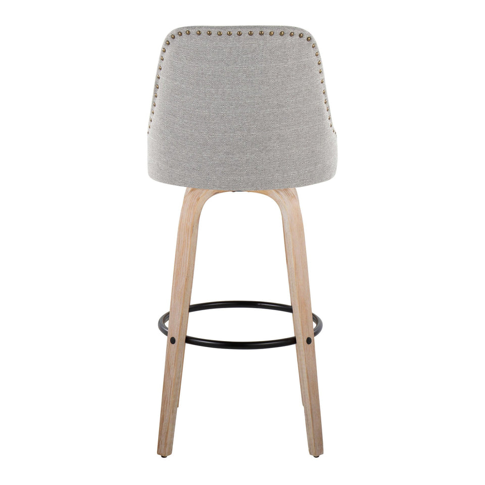 Studded Marcel 30" Fixed-Height Barstool - Set of 2