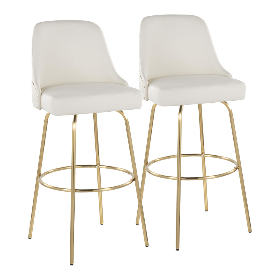 Studded Marcel 30" Fixed-Height Barstool - Set of 2