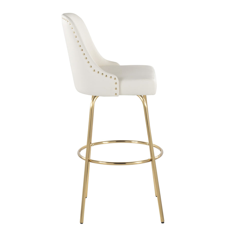 Studded Marcel 30" Fixed-Height Barstool - Set of 2