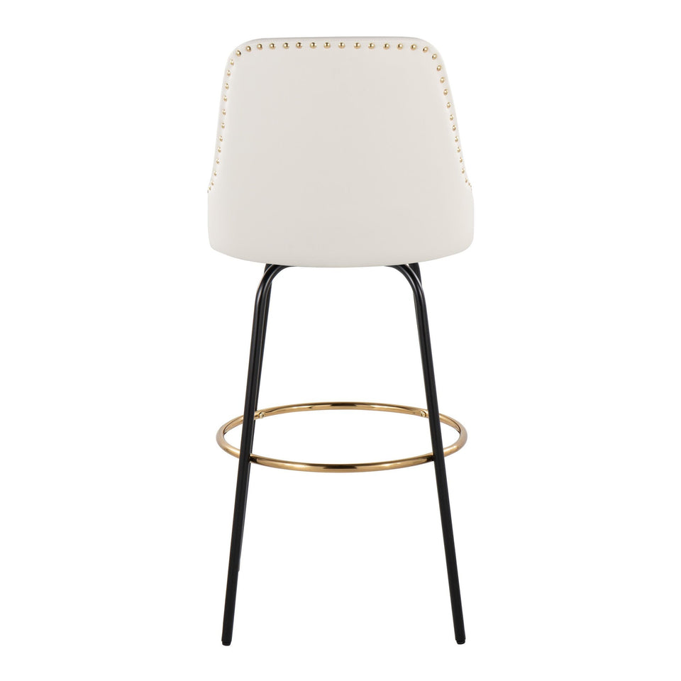Studded Marcel 30" Fixed-Height Barstool - Set of 2