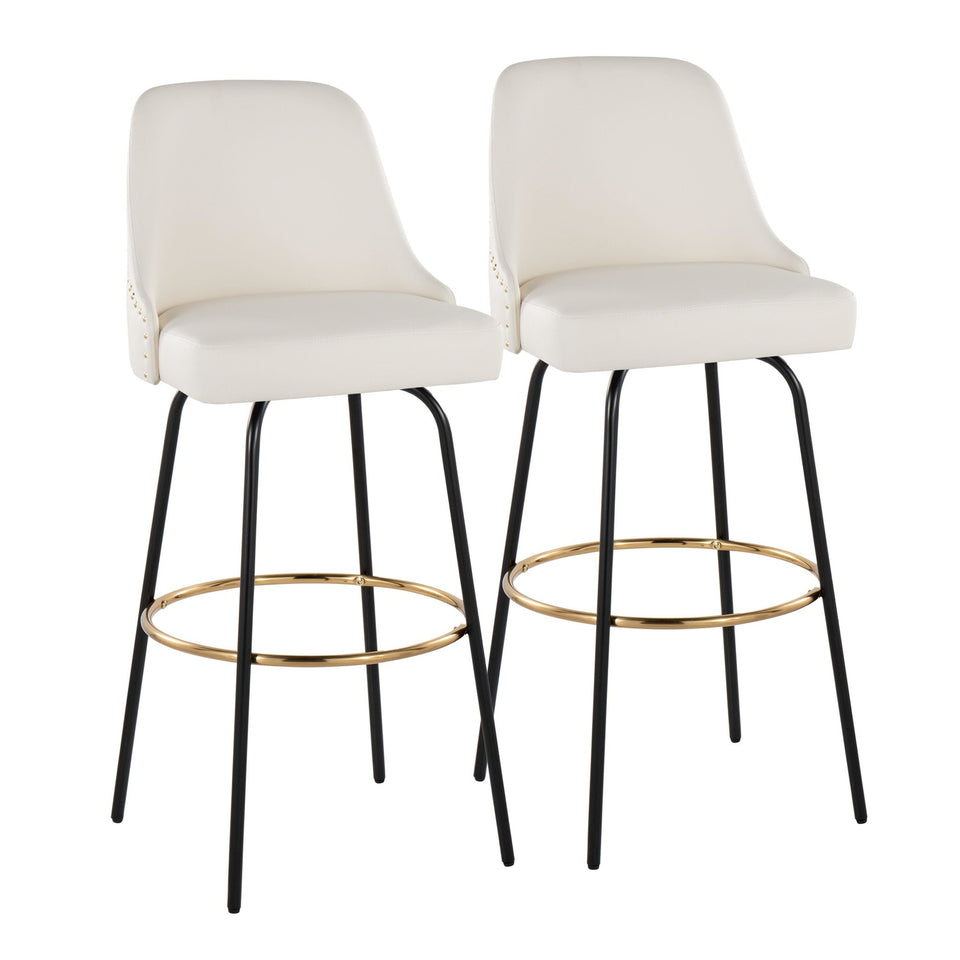 Studded Marcel 30" Fixed-Height Barstool - Set of 2
