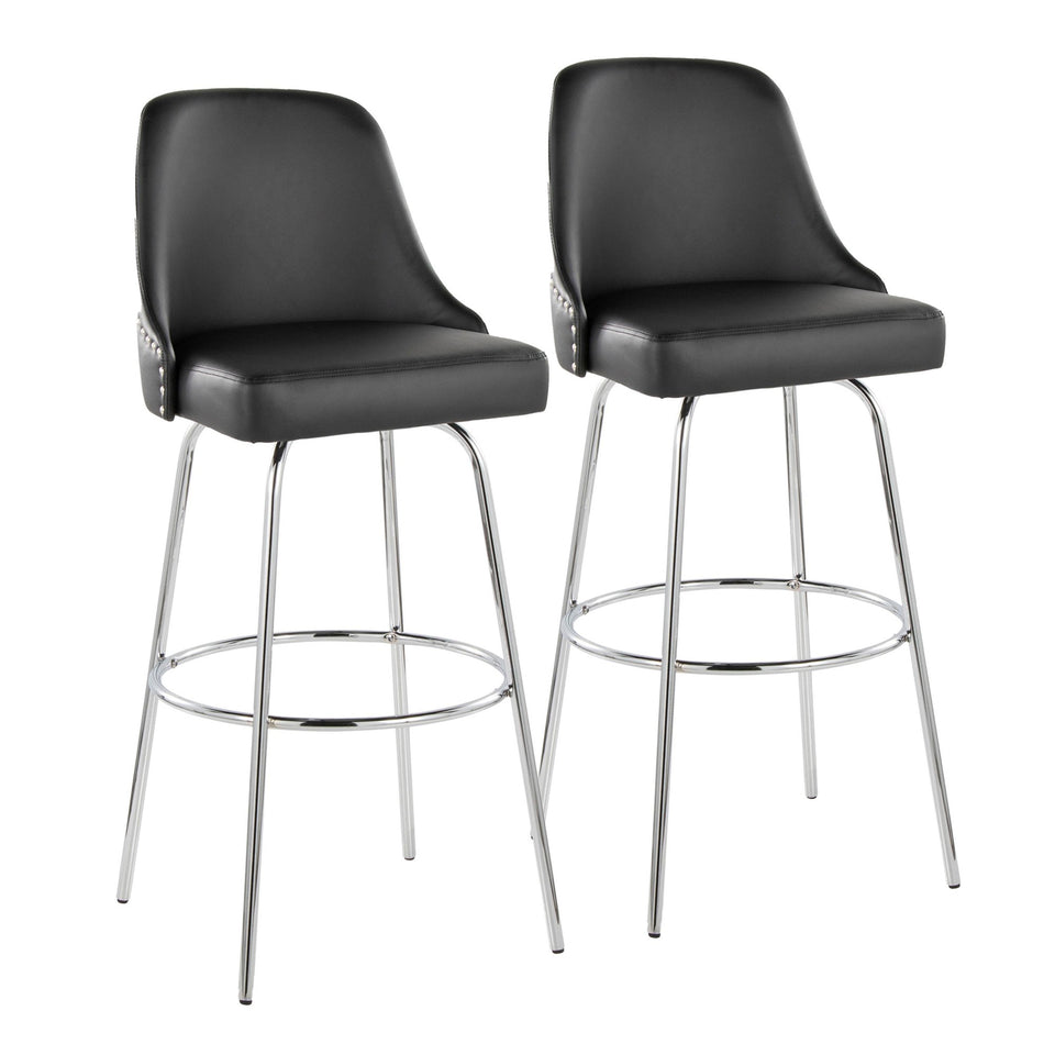 Studded Marcel 30" Fixed-Height Barstool - Set of 2
