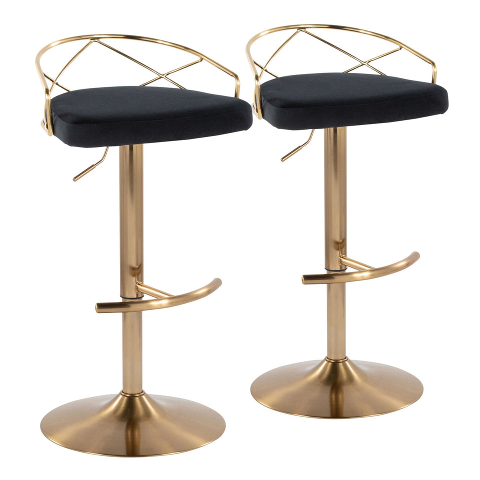 Charlotte Glam Adjustable Barstool - Set of 2