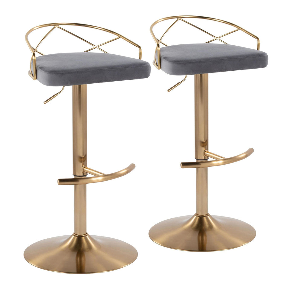 Charlotte Glam Adjustable Barstool - Set of 2