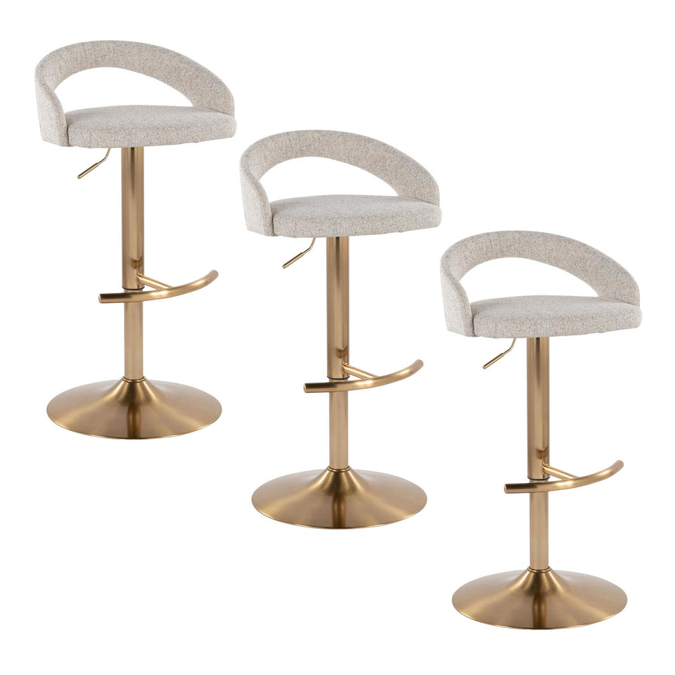 Grotto Upholstered Adjustable Barstool - Set of 3
