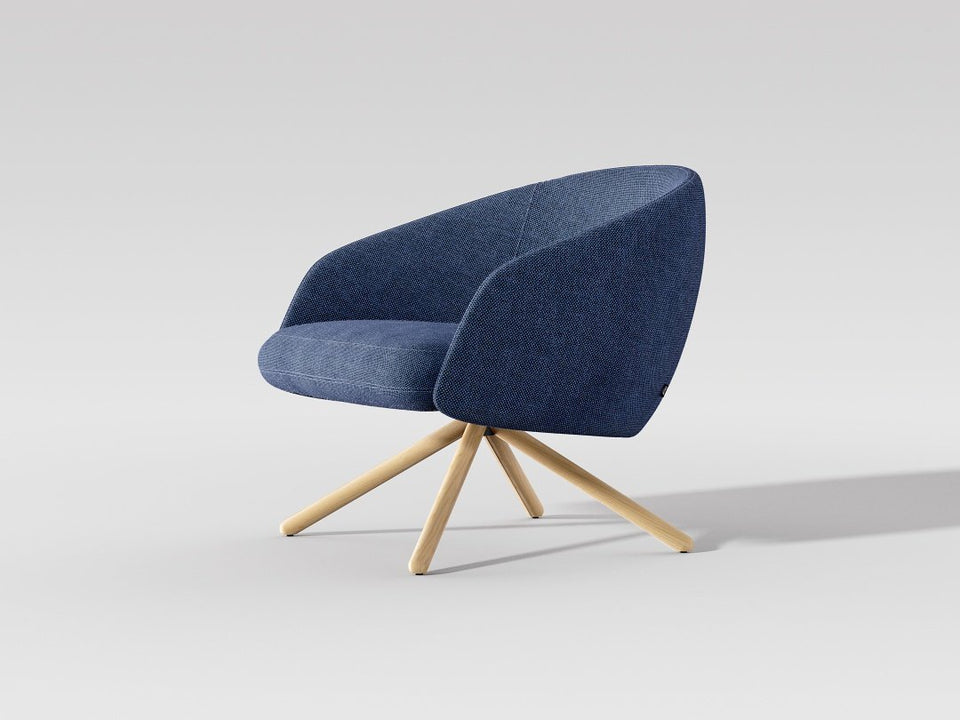 Bonny Swivel Lounge Chair With Wood Dowel Legs