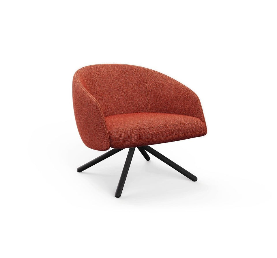 Bonny Swivel Lounge Chair With Wood Dowel Legs