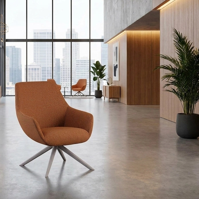 Lamy Swivel Lounge Chair Wood Dowel Base