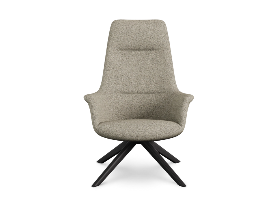 Rego High Back Swivel Lounge Chair Wood Base