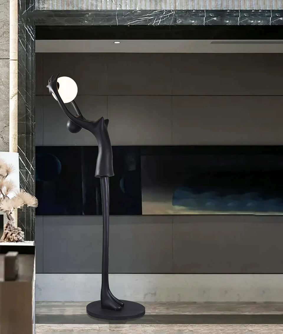Ball Holding Sculpture Character Floor Lamp