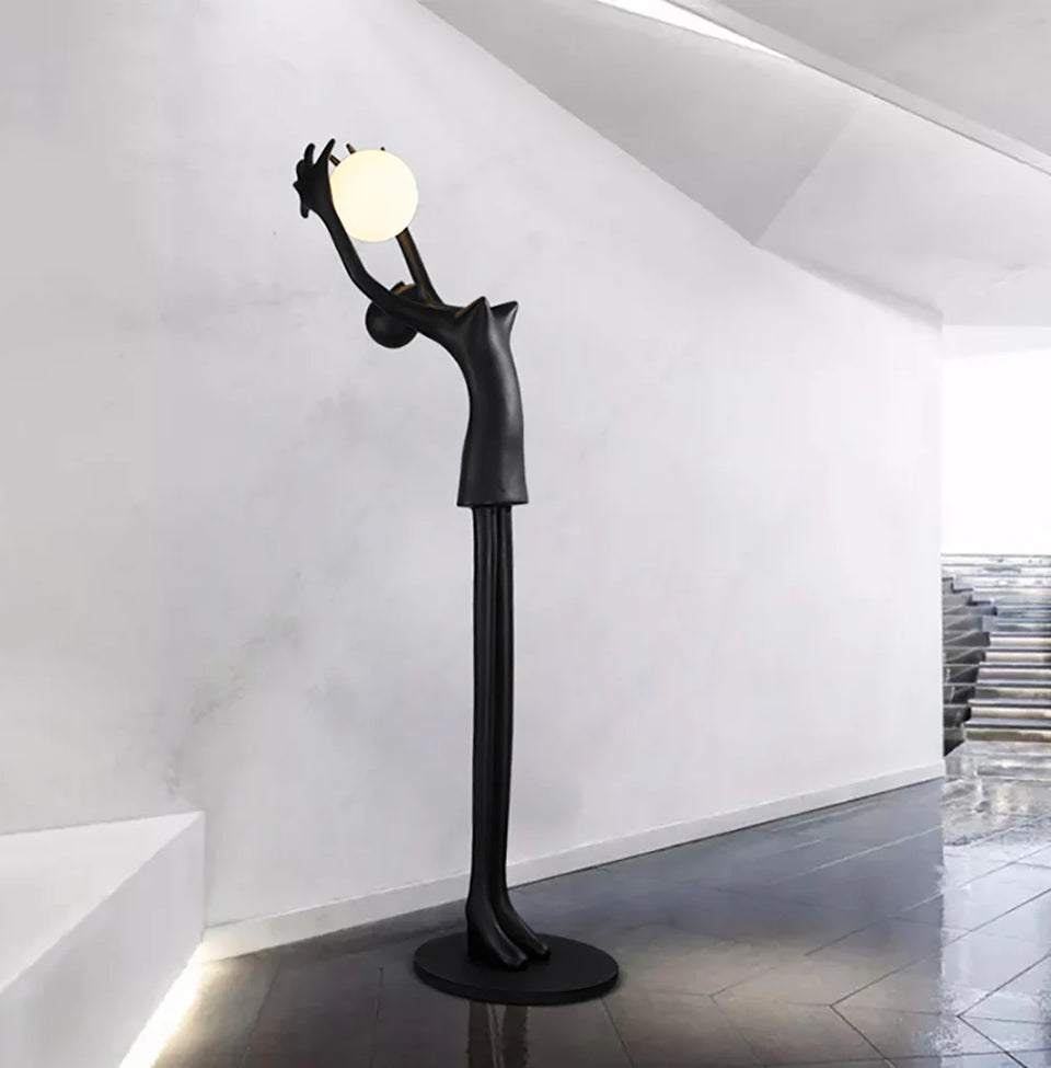 Ball Holding Sculpture Character Floor Lamp