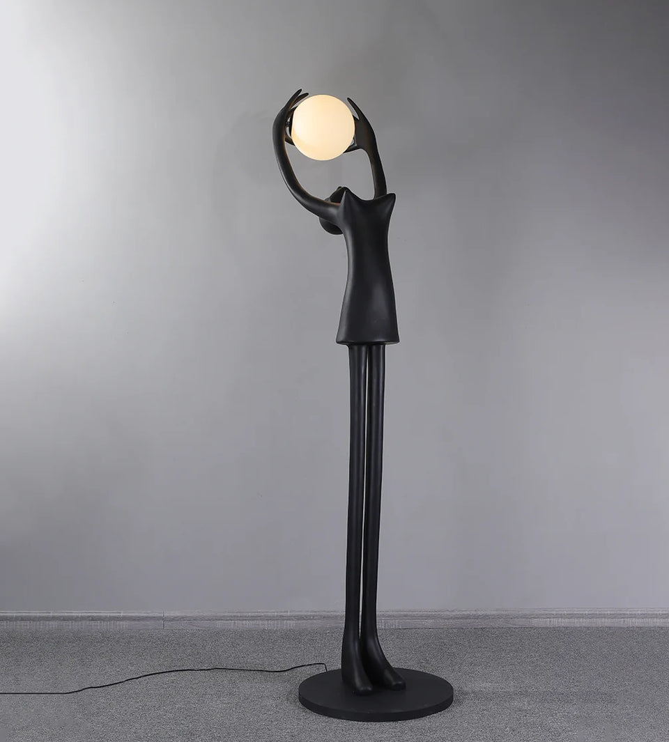Ball Holding Sculpture Character Floor Lamp