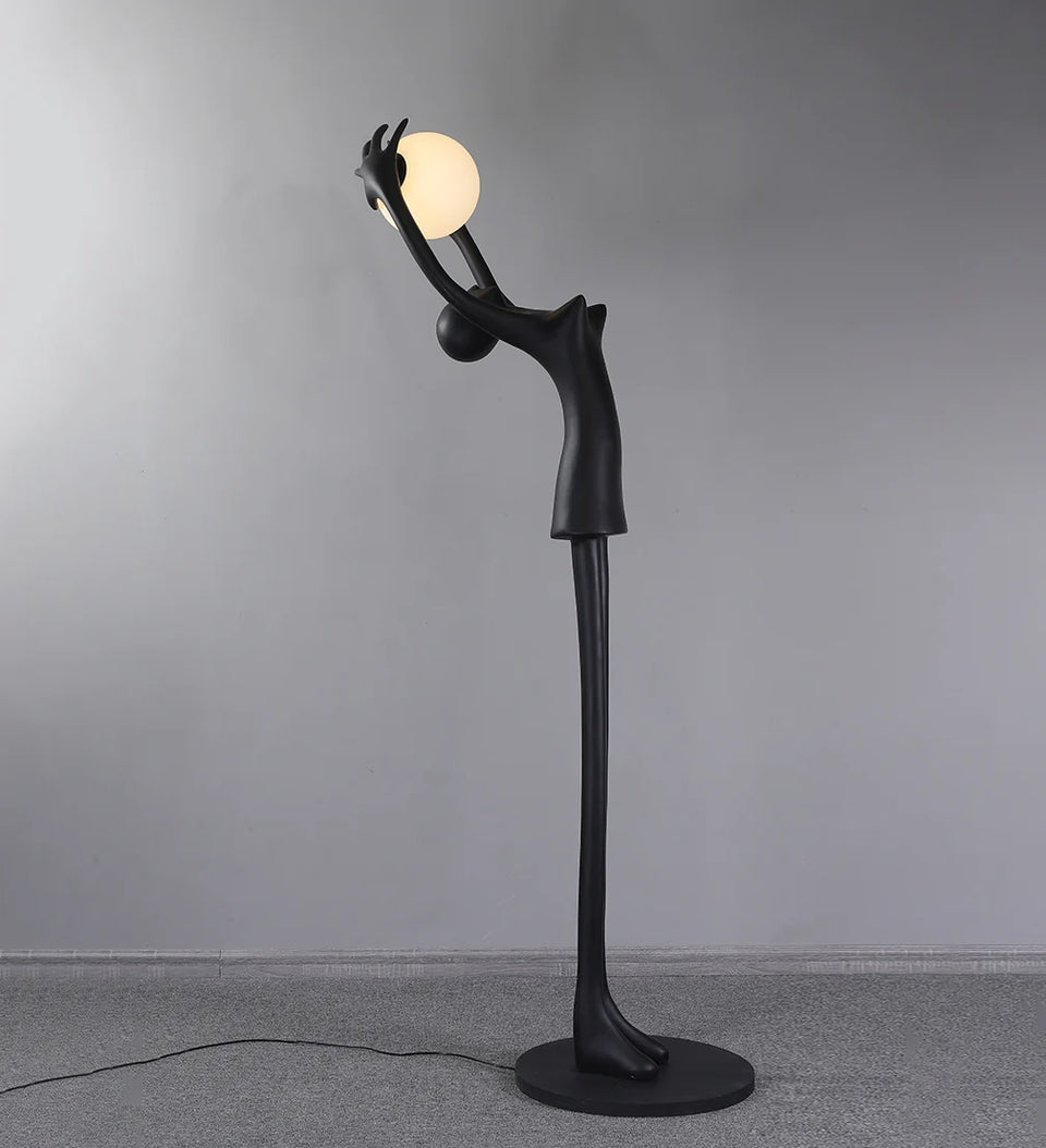 Ball Holding Sculpture Character Floor Lamp