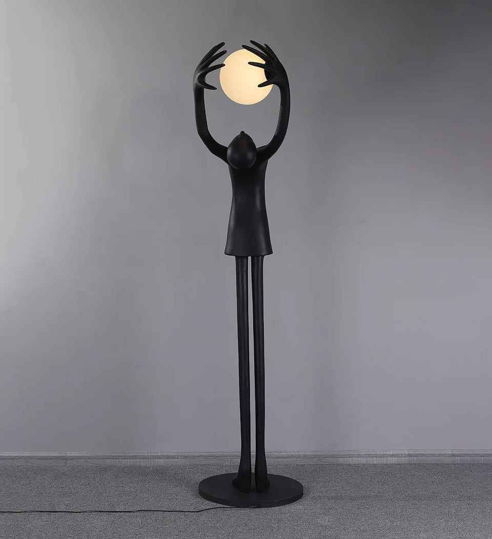 Ball Holding Sculpture Character Floor Lamp