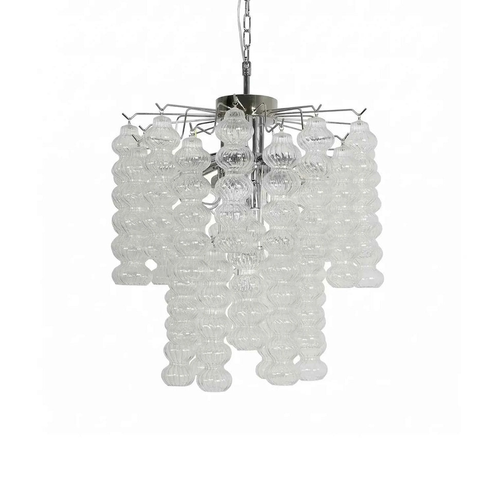 Beaded Vertical Textured Glass Chandelier