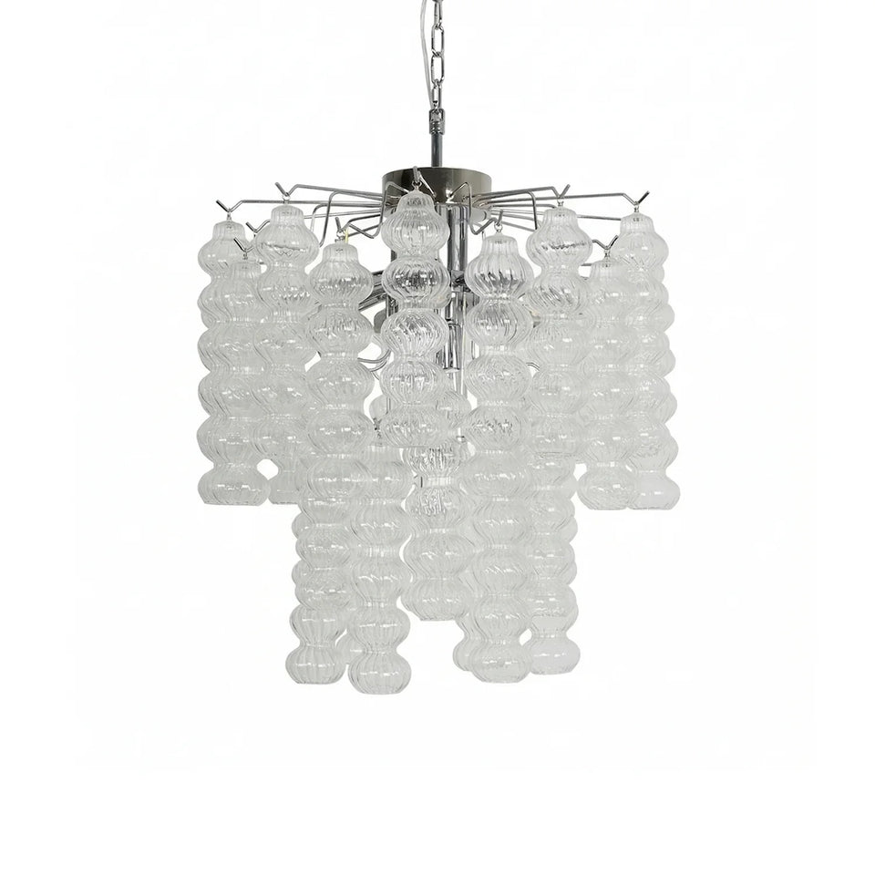 Beaded Vertical Textured Glass Chandelier