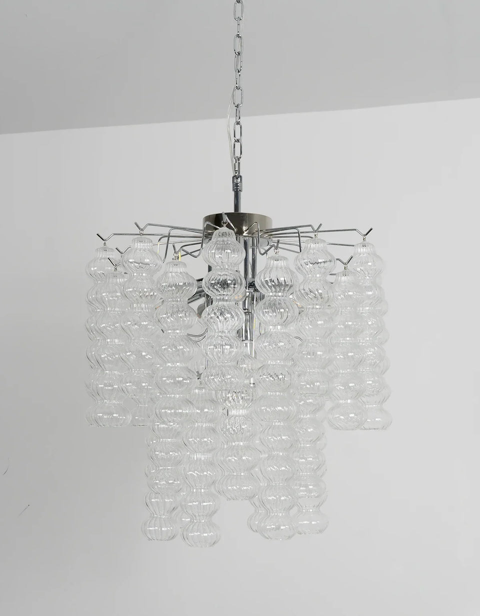 Beaded Vertical Textured Glass Chandelier