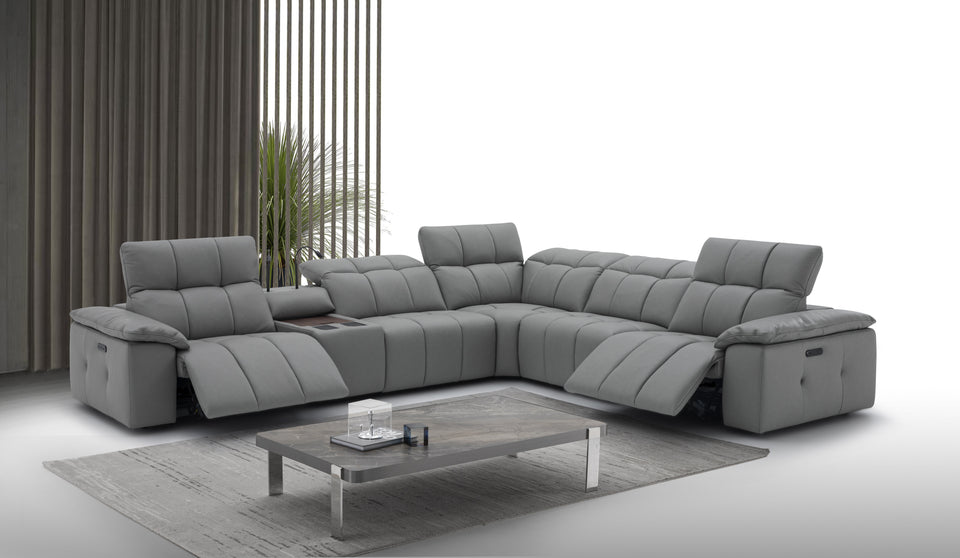 Beaumont Dark Gray Leather Sectional