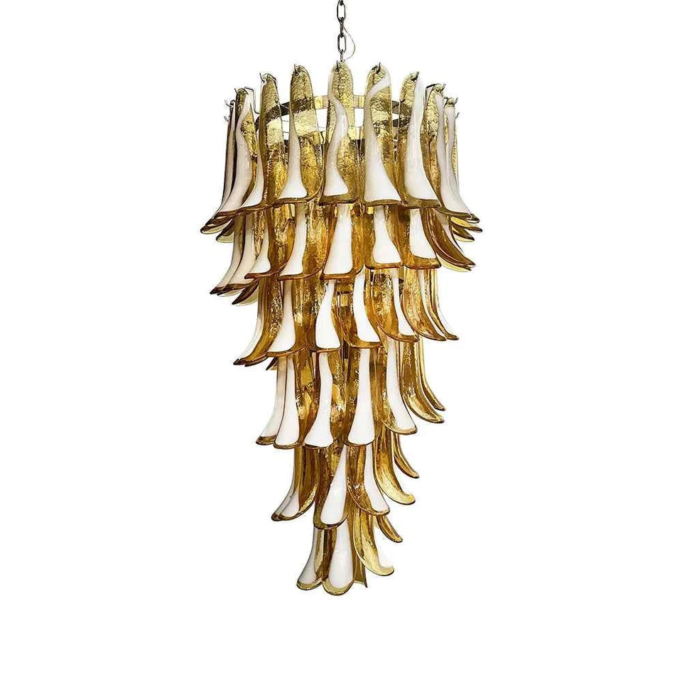 Petals Spiral Murano Amber Chandelier