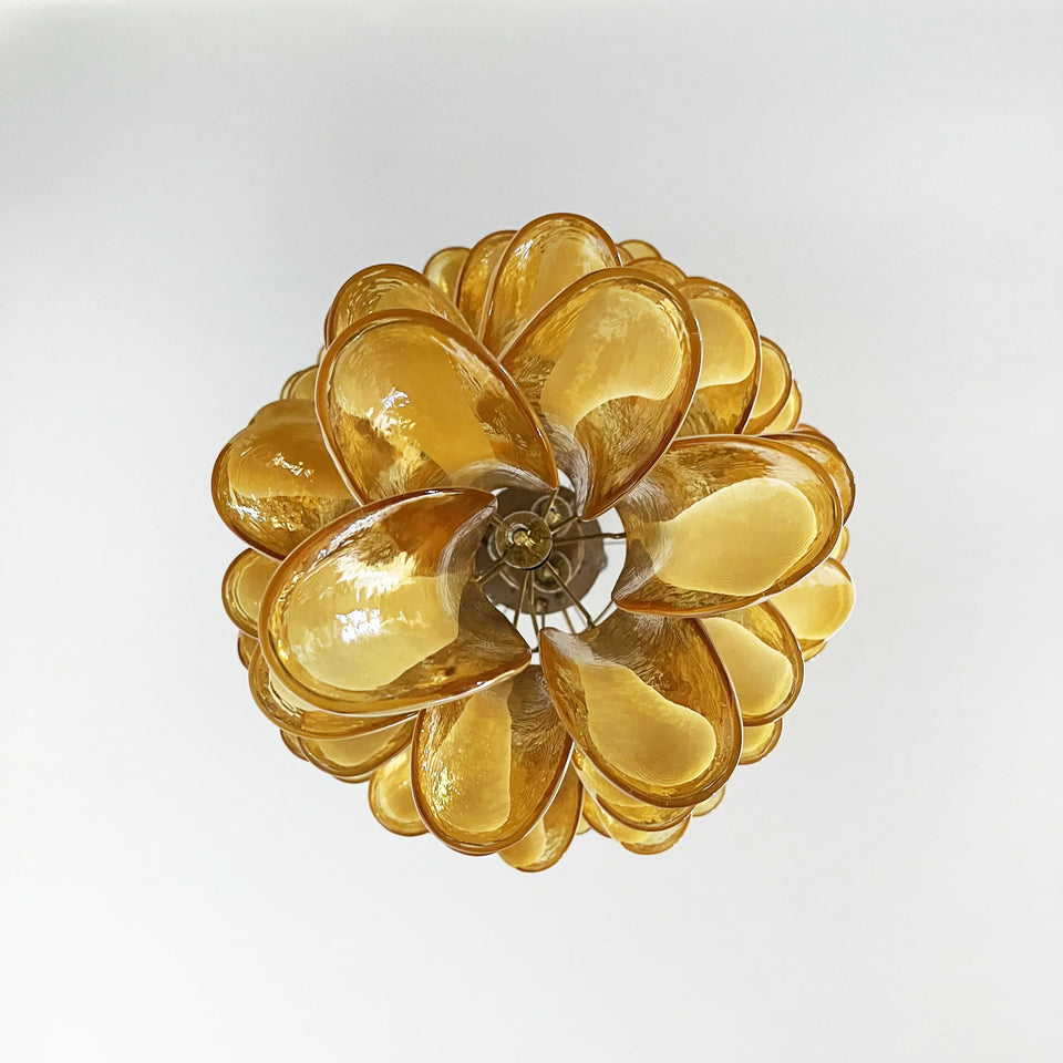 Petals Spiral Murano Amber Chandelier