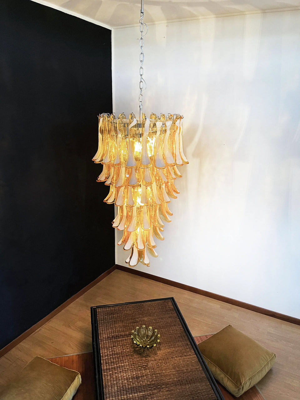 Petals Spiral Murano Amber Chandelier