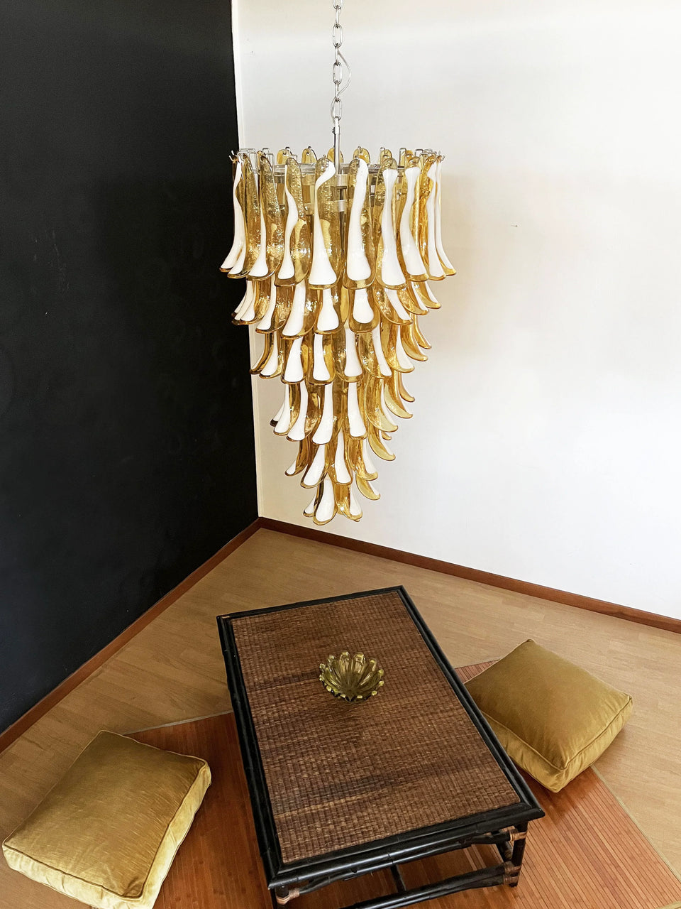 Petals Spiral Murano Amber Chandelier