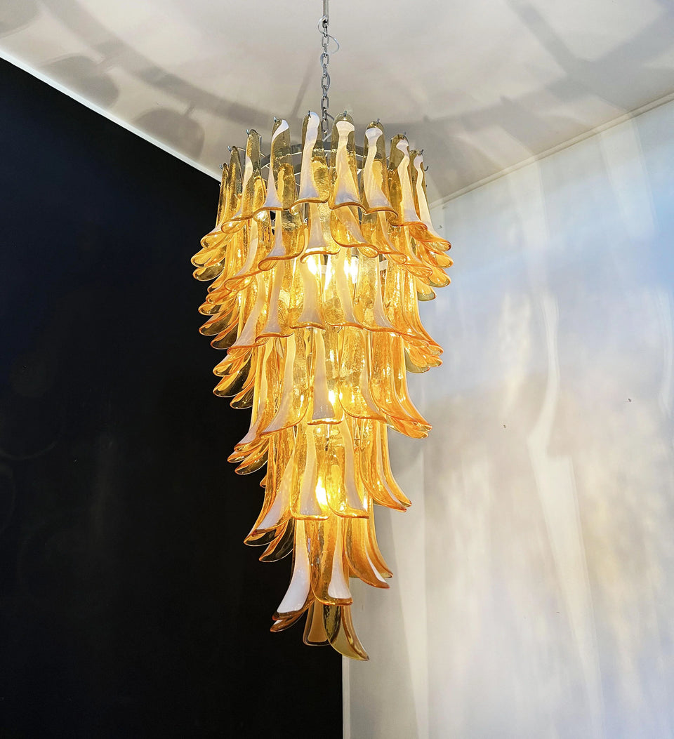 Petals Spiral Murano Amber Chandelier