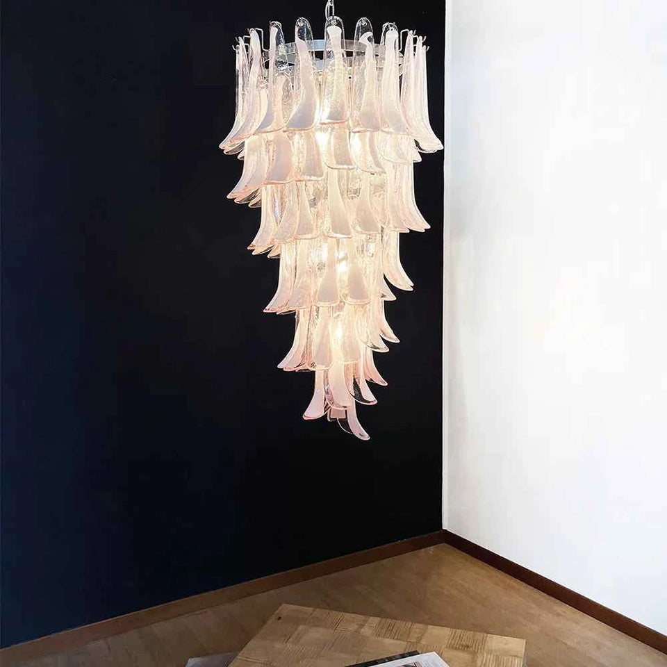 Petals Spiral Murano Pink Chandelier