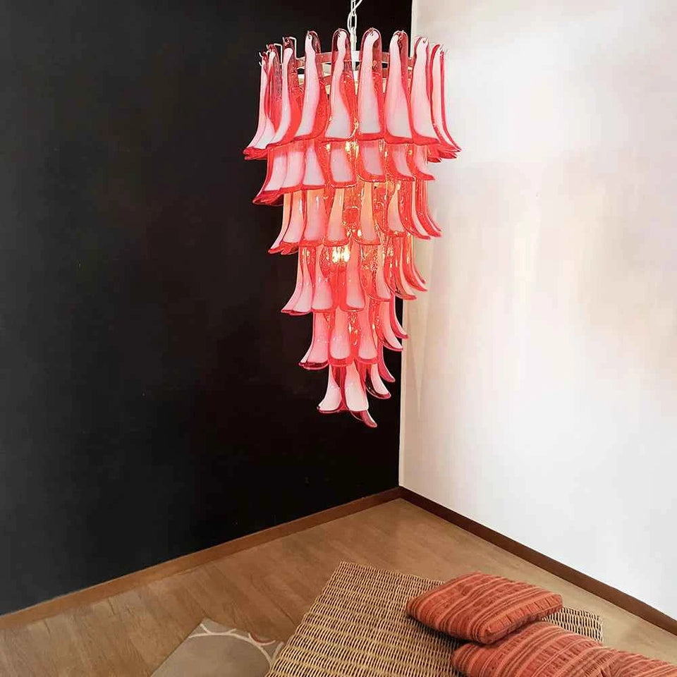 Petals Spiral Murano Red Chandelier