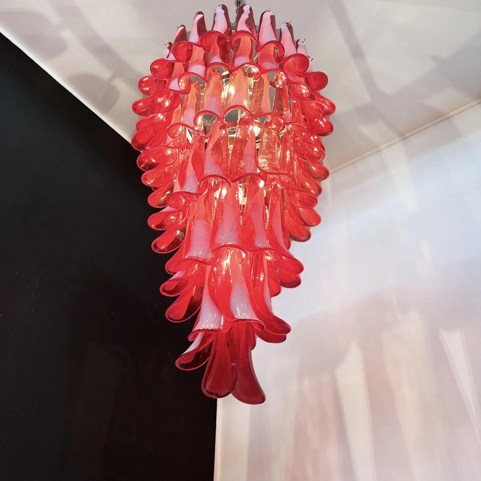 Petals Spiral Murano Red Chandelier