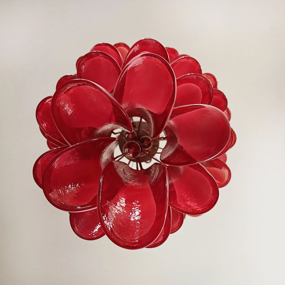 Petals Spiral Murano Red Chandelier