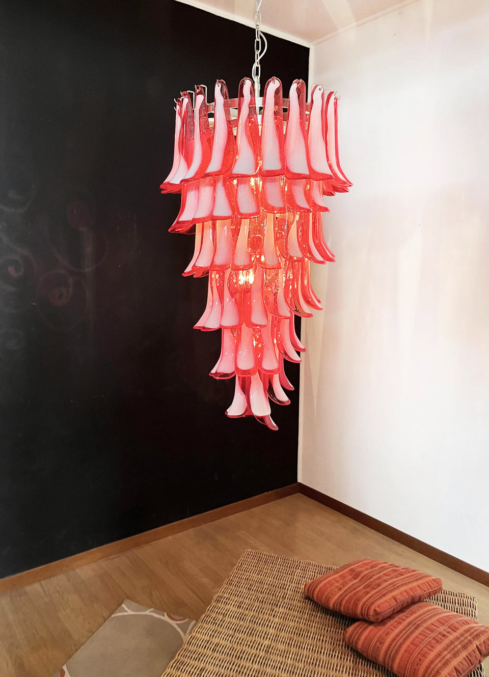 Petals Spiral Murano Red Chandelier