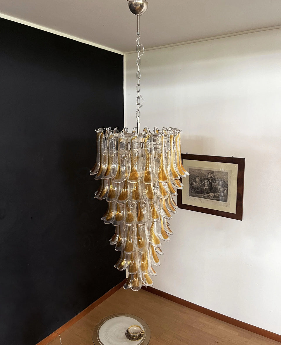 Petals Spiral Murano Transparent Chandelier