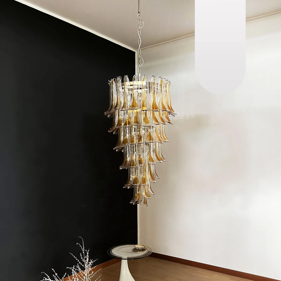 Petals Spiral Murano Transparent Chandelier