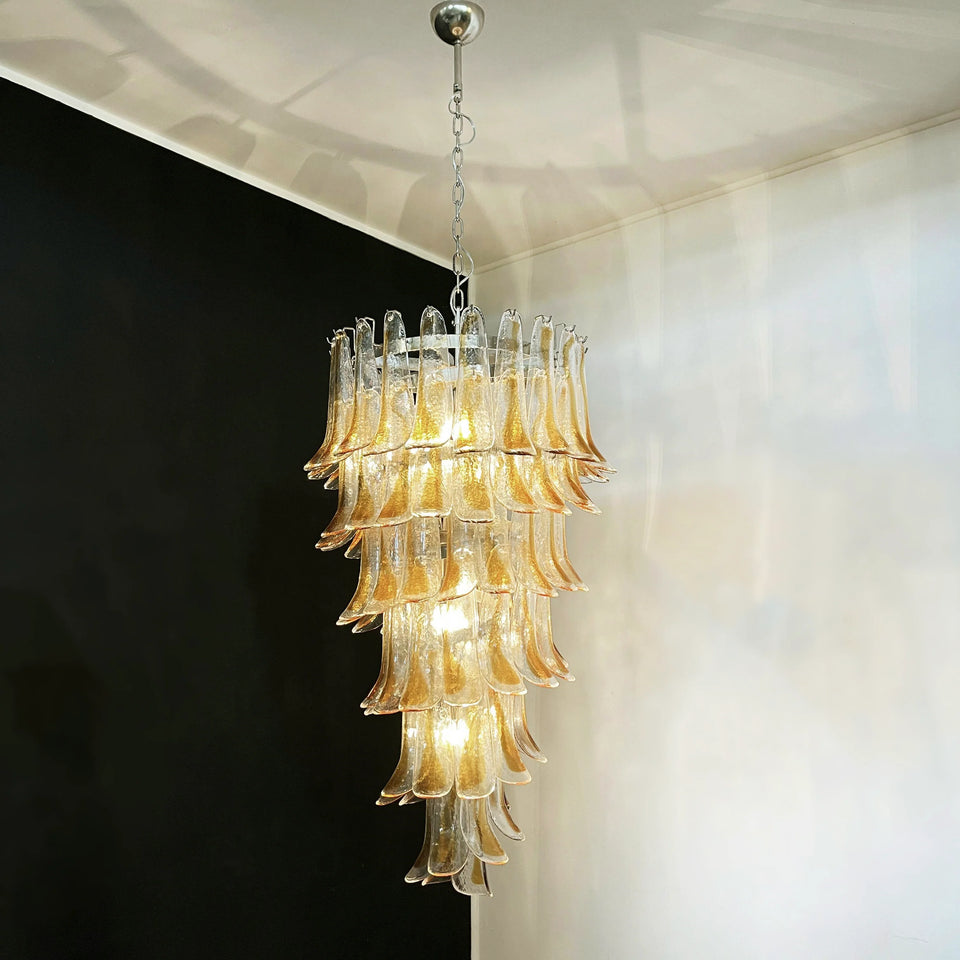 Petals Spiral Murano Transparent Chandelier