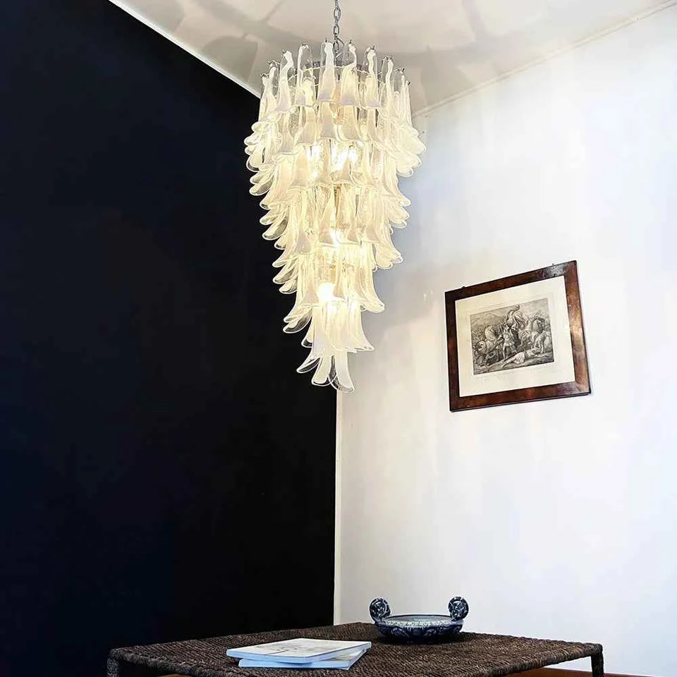 Petals Spiral Murano Transparent Chandelier