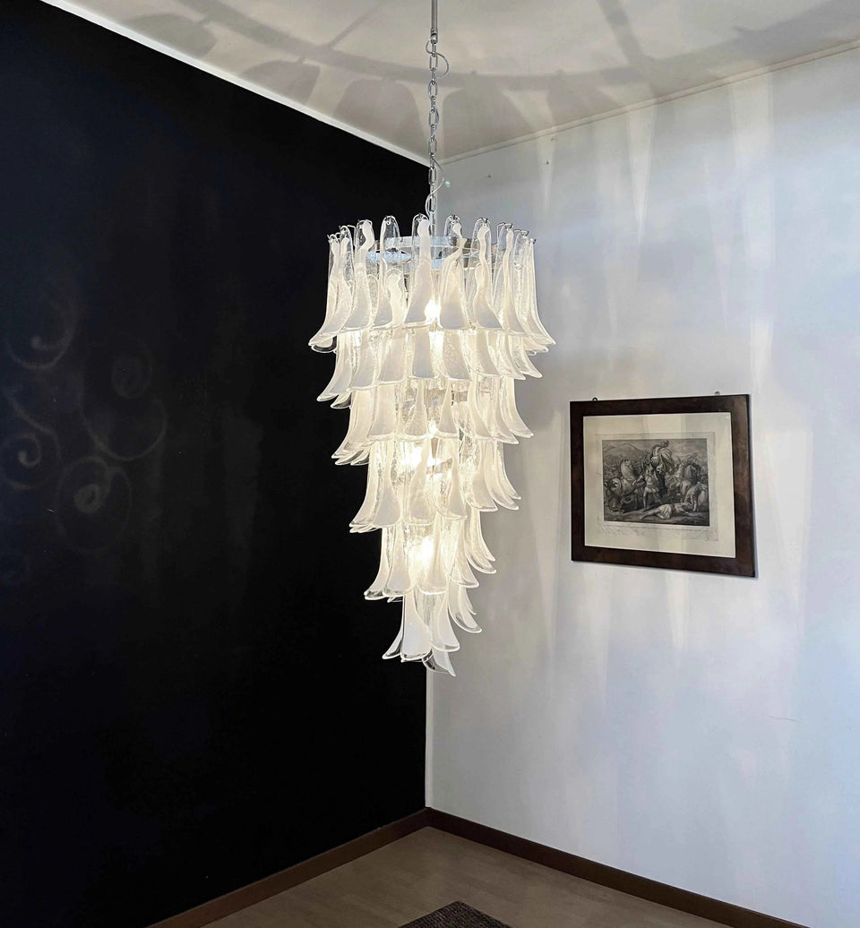 Petals Spiral Murano Transparent Chandelier