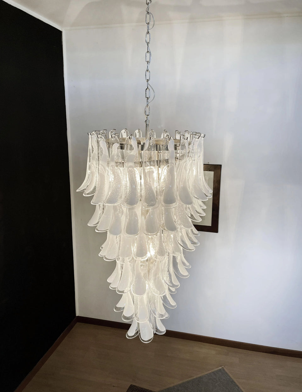 Petals Spiral Murano Transparent Chandelier