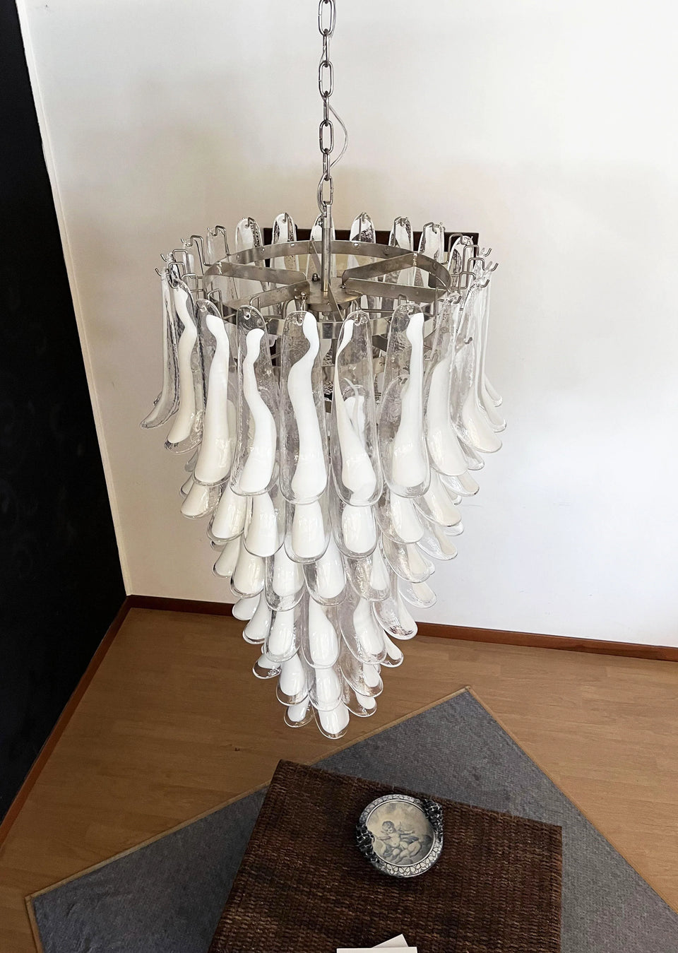 Petals Spiral Murano Transparent Chandelier