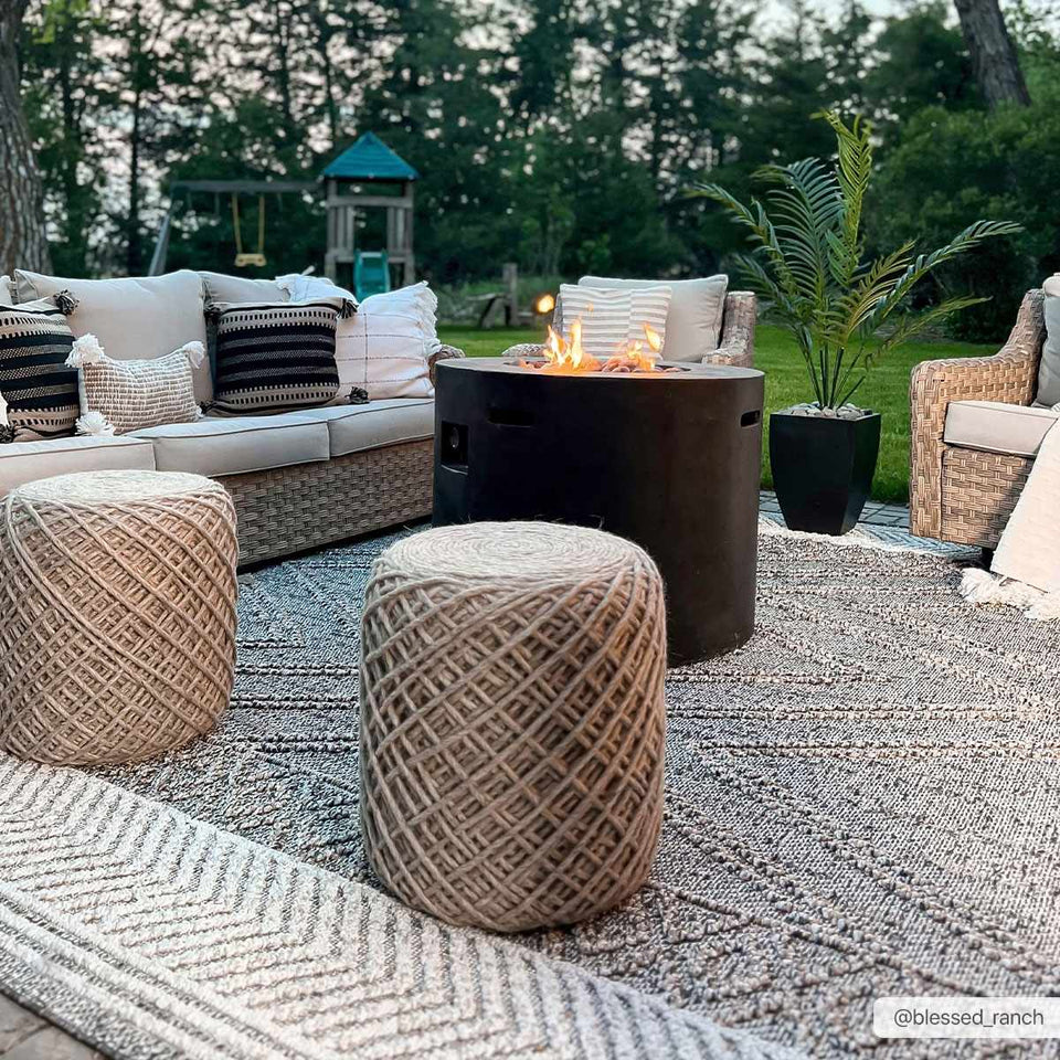 Beige Charcoal Areli Outdoor Area Rug