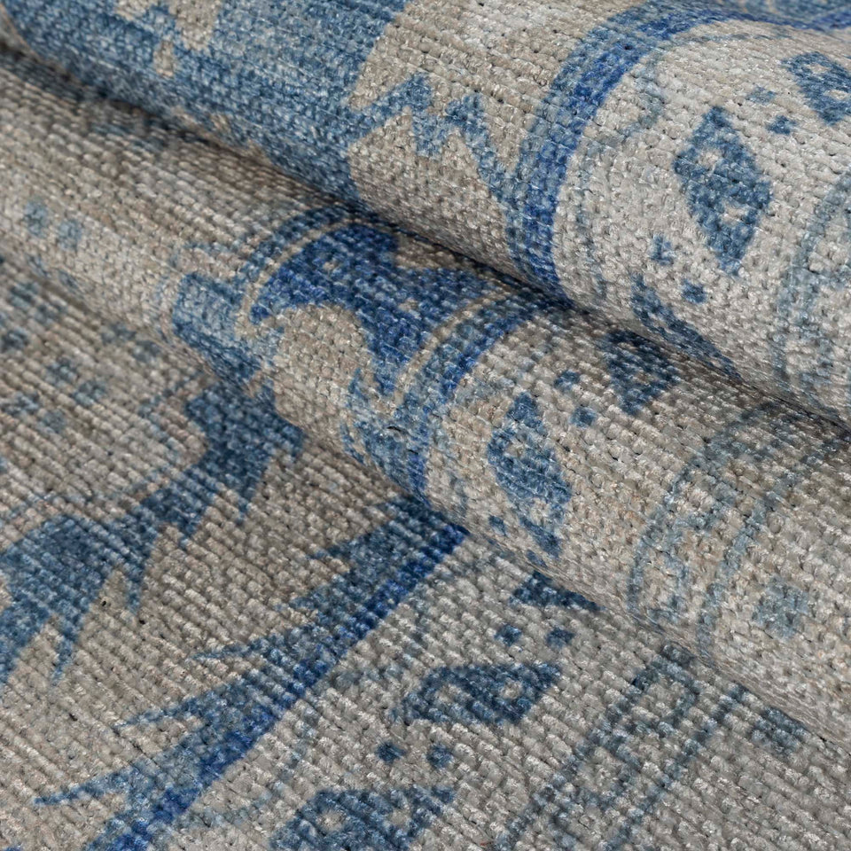 Beige Blue Boho Oushak Washable Rug