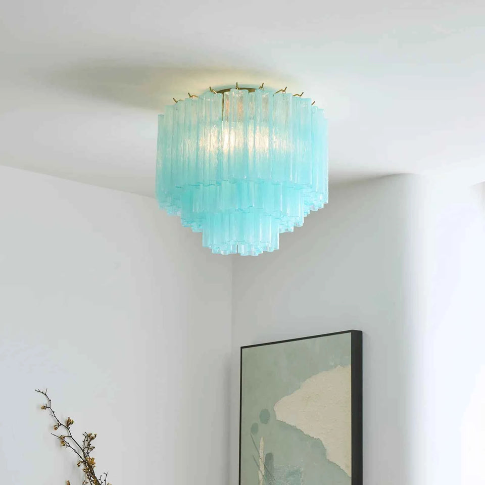 Blue Glass Tube Murano Ceiling Lamp
