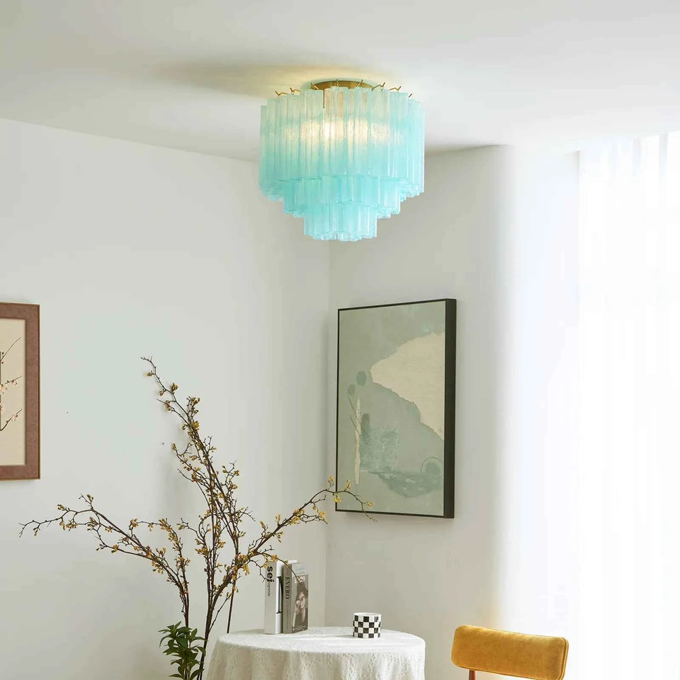 Blue Glass Tube Murano Ceiling Lamp