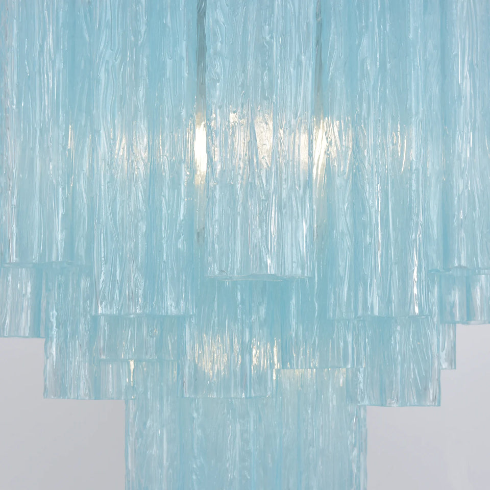 Marisol Fluted Blue Glass Tube Chandelier